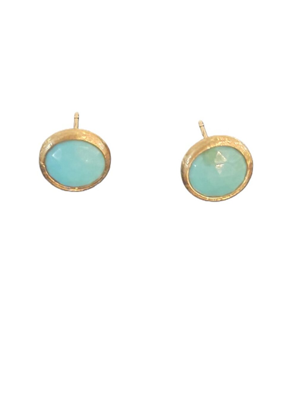 MARCO Bicego Jaipur color faceted Turquoise & 18kt yellow gold stud earrings - Picture 2 of 2